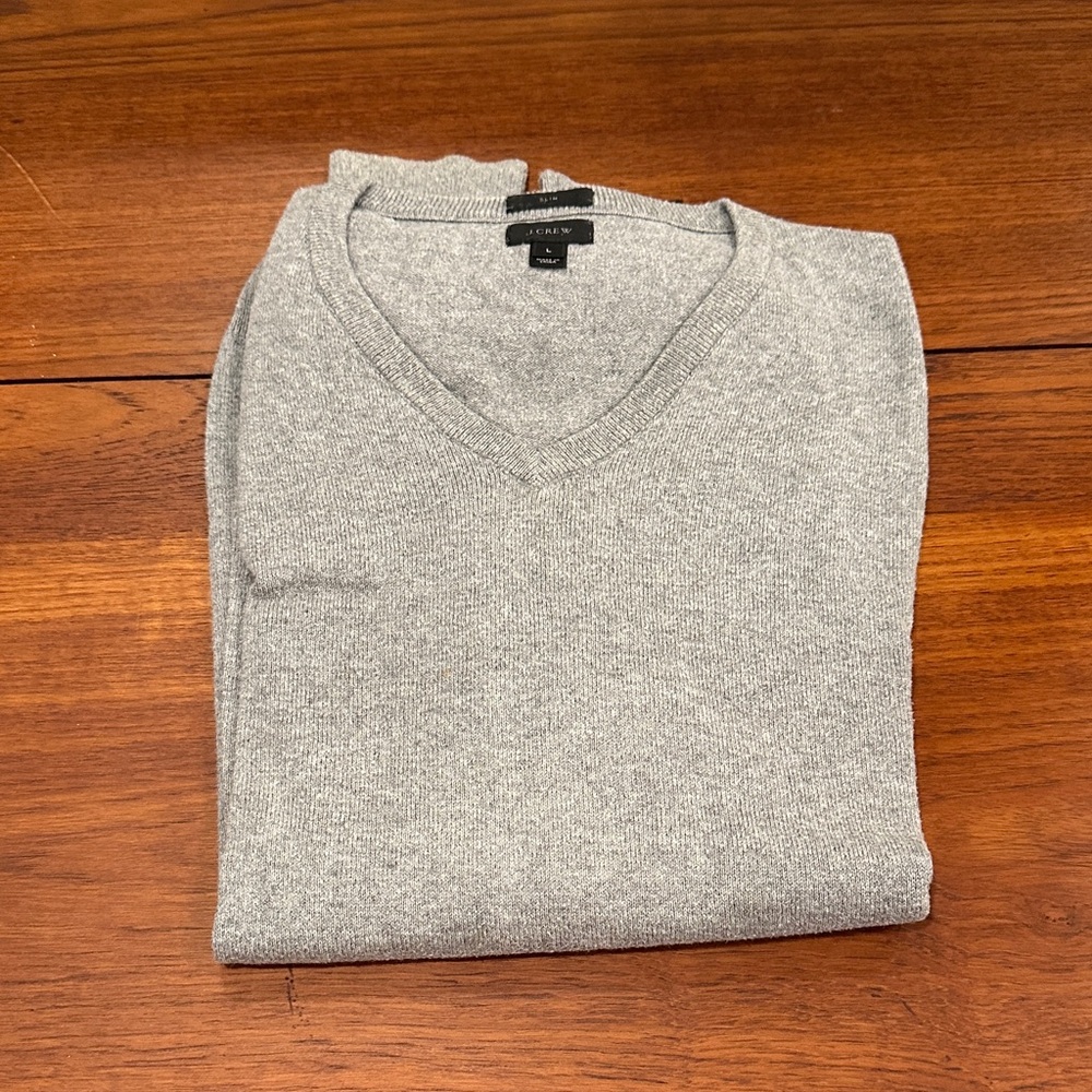 J. Crew Men's Heather Gray V-Neck Sweater